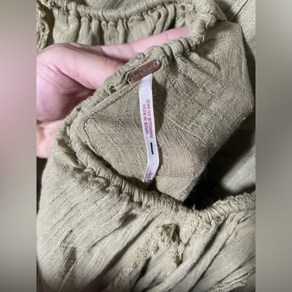 Free People Womens L Catching Rays Green Boho Fairy Raw Hem Halter Tunic Dress - Picture 10 of 12